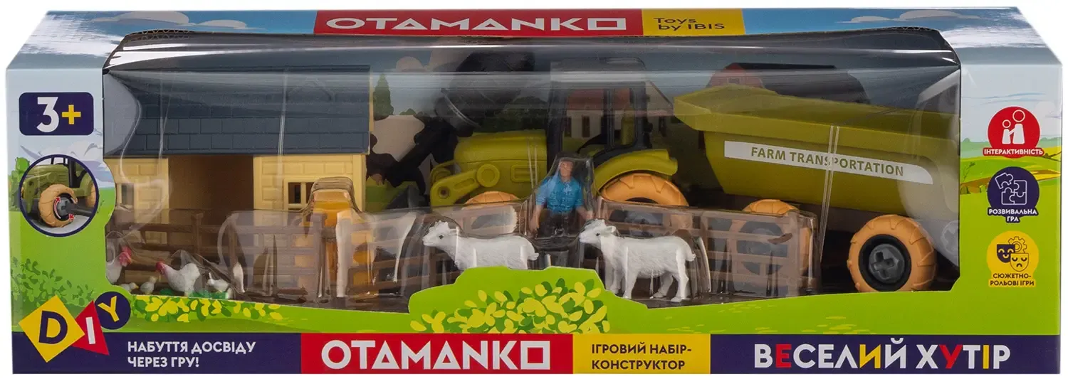 Ігровий набір OTAMANKO Веселий хутір (трактор і ферма з вівцями і курами)