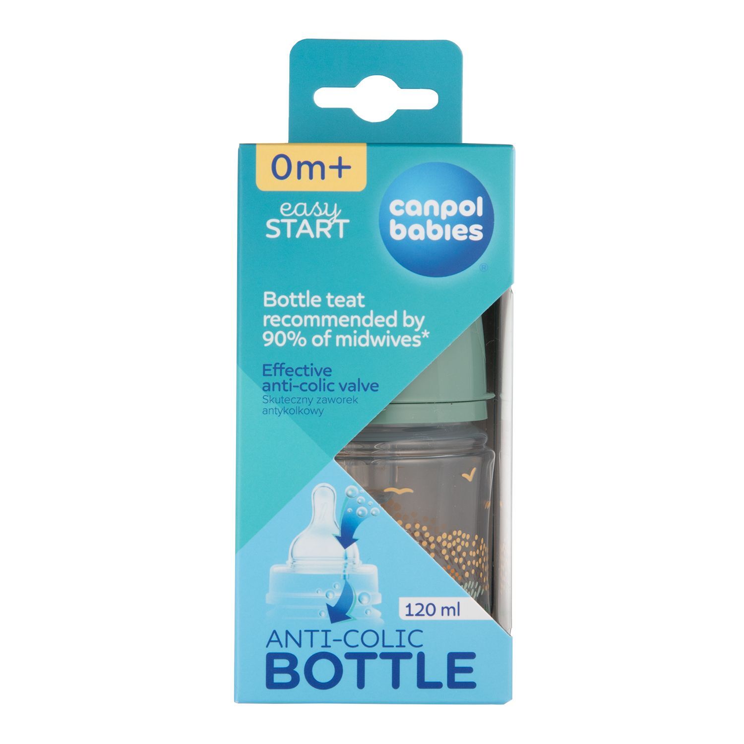 Canpol babies Пляшка антиколікова з широким отвором 120 мл Easystart MOUNTAINS - зелена