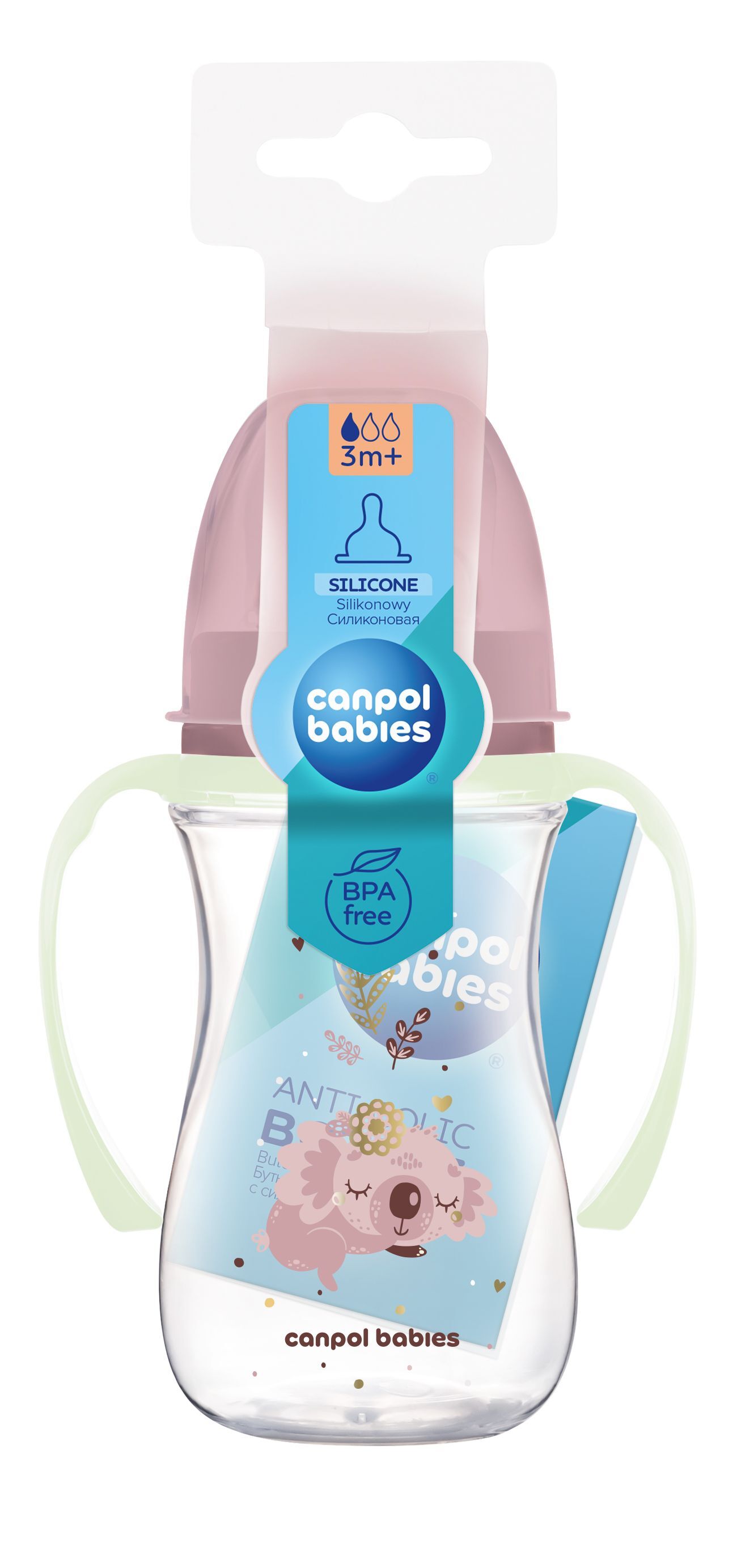 Canpol babies Пляшка антиколікова з широким отвором 240 мл Easystart Sleepy Koala - рожева