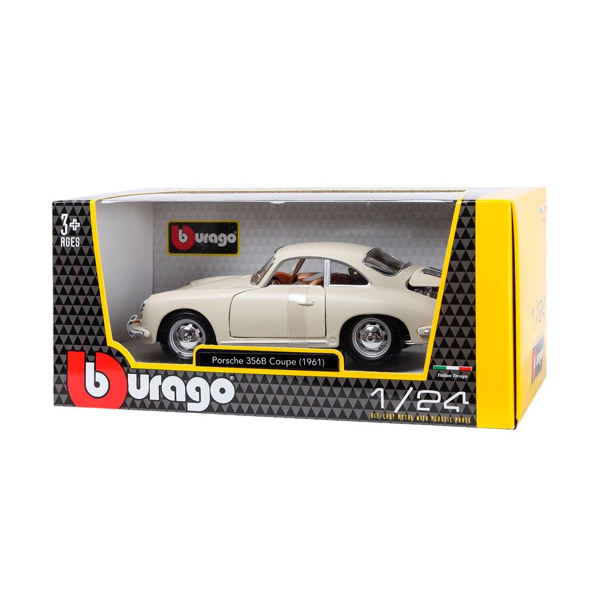 Автомодель - PORSCHE 356B (1961) (асорті слонова кістка, червоний, 1:24)