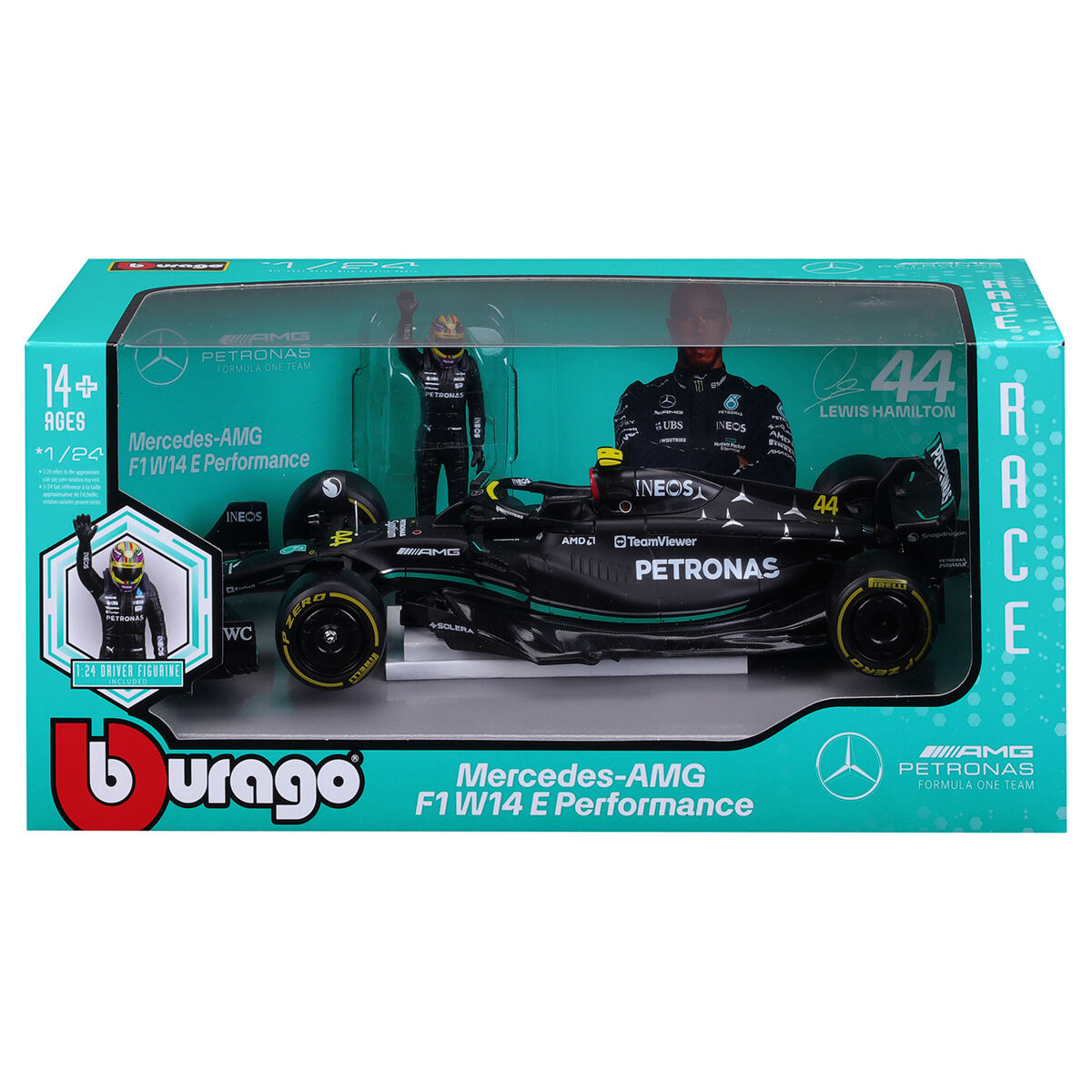 Автомодель з фігуркою - MERCEDES-AMG F1 W14 E PERFORMANCE (1:24)