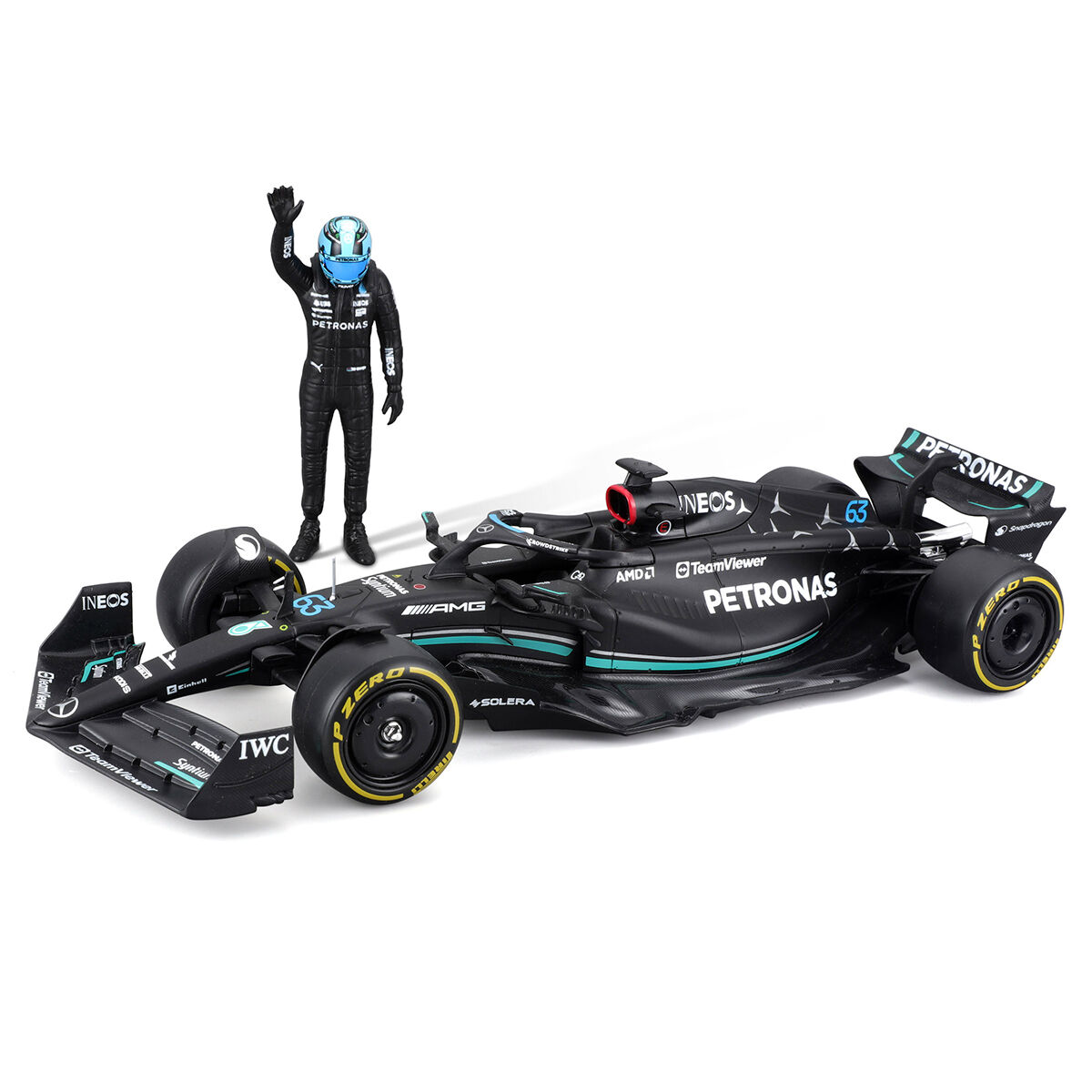 Автомодель з фігуркою - MERCEDES-AMG F1 W14 E PERFORMANCE (1:24)
