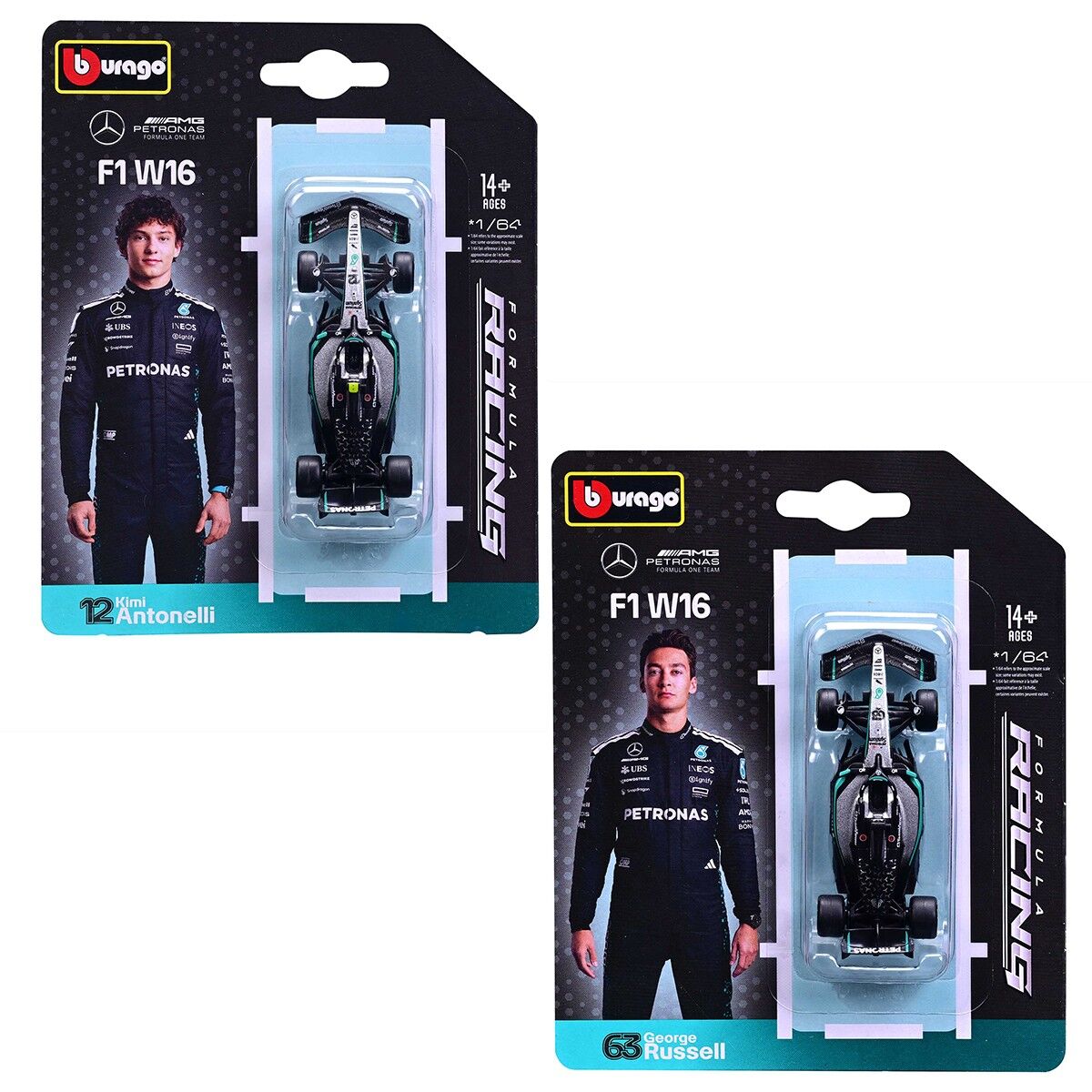 Автомодель - MERCEDES-AMG F1 W16 (2025) (1:64)