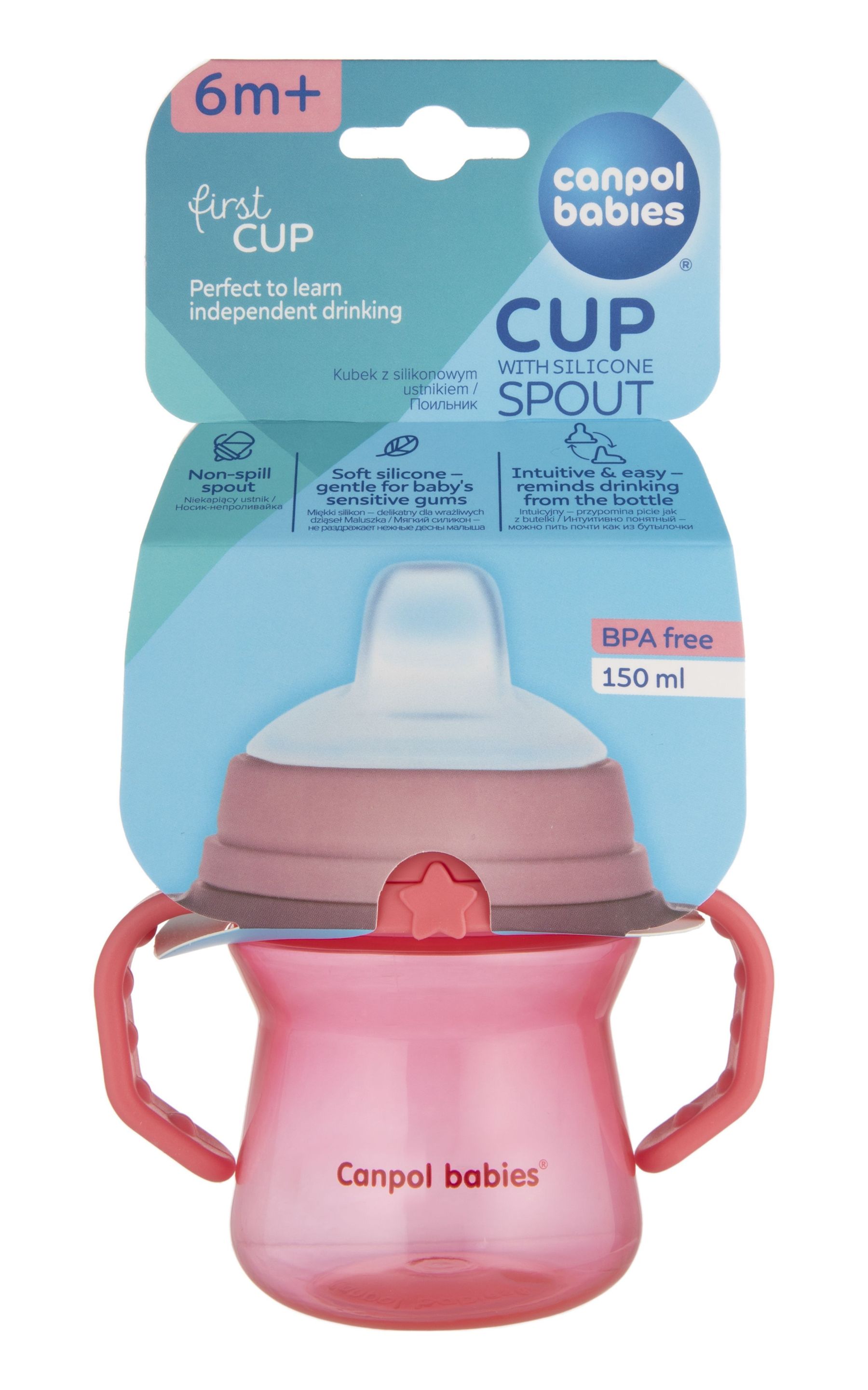 Canpol babies Кружка тренувальна з силіконовим носиком FirstCup 150 мл - рожева
