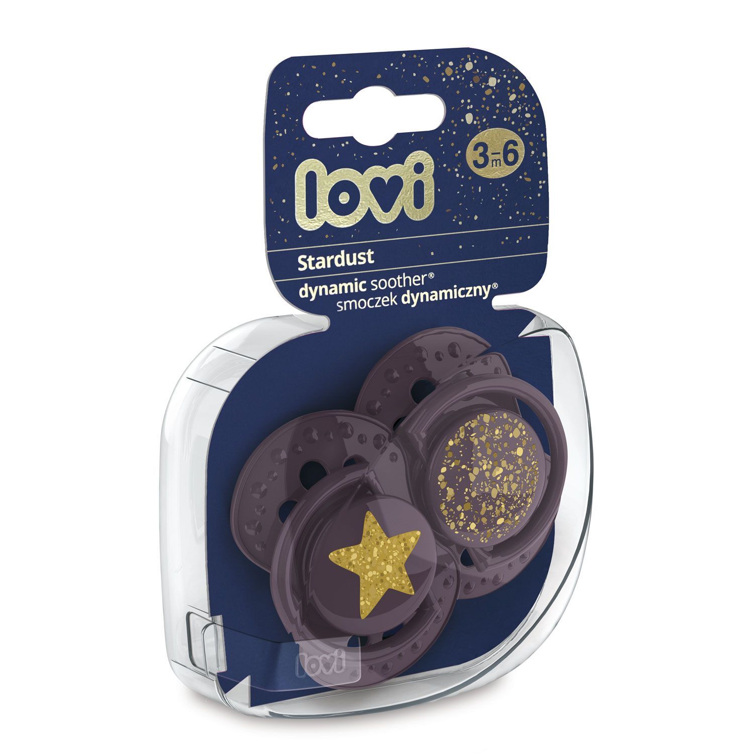 LOVI Пустушка силіконова динамічна 3-6 м-ців 2 шт. Stardust - фіолетова