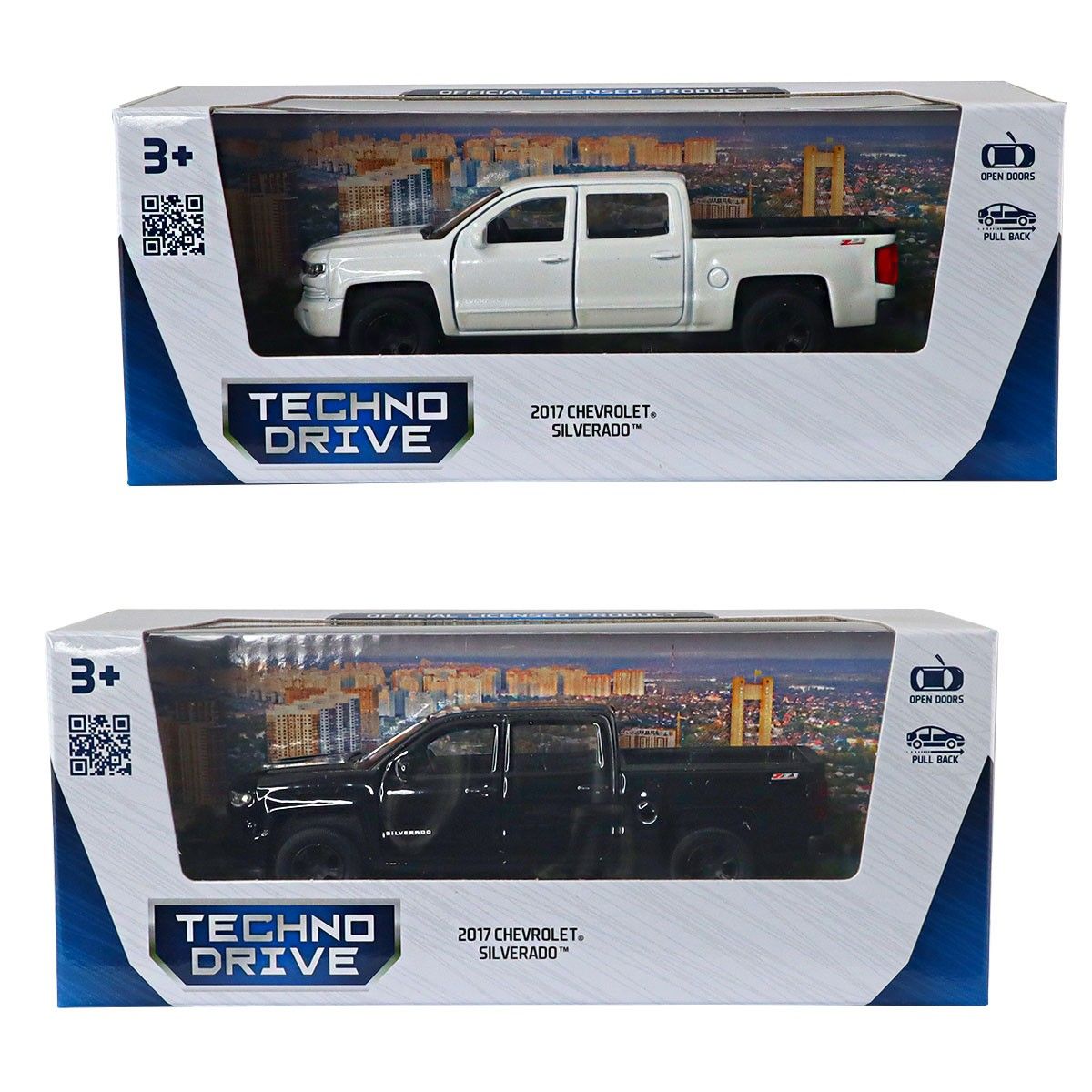 Автомодель - CHEVROLET SILVERADO 2017 (перламутрово-білий, чорний)