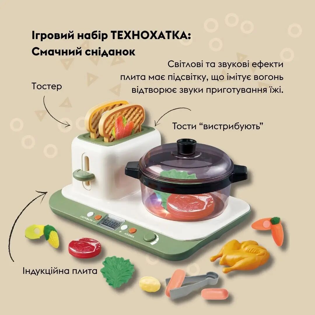 Ігровий набір OTAMANKO ТЕХНОХАТКА: Смачний сніданок (індукційна плита і тостер) (5320361)