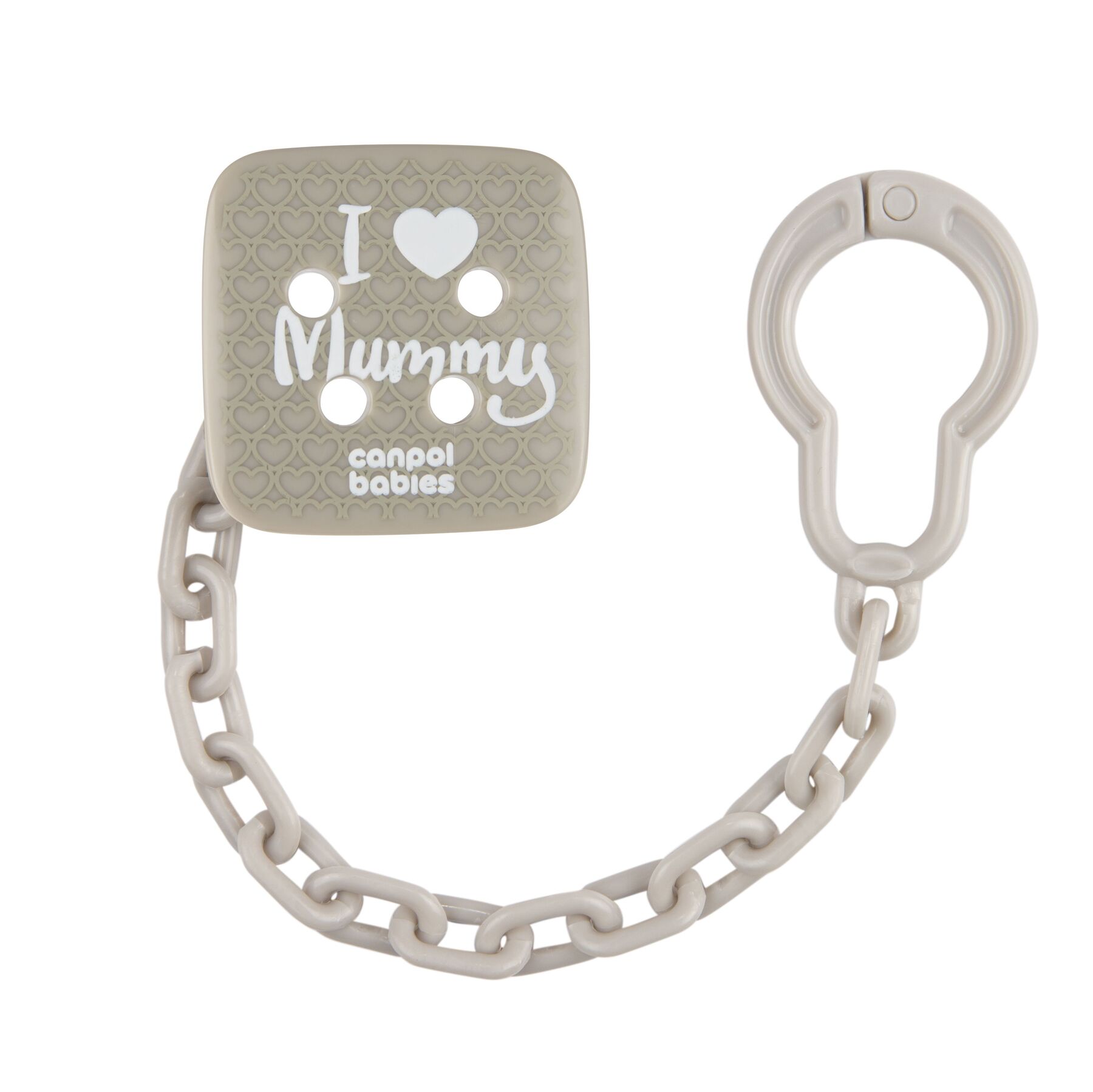 Canpol babies Ланцюжок до пустушки I Love Mummy-сірий