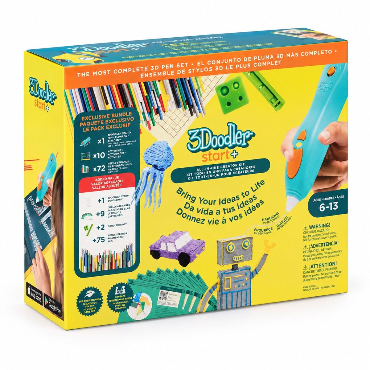 3D-ручка 3Doodler Start Plus для дитячої творчості - МЕГАКРЕАТИВ (147 стрижнів, 9 шаблонів)