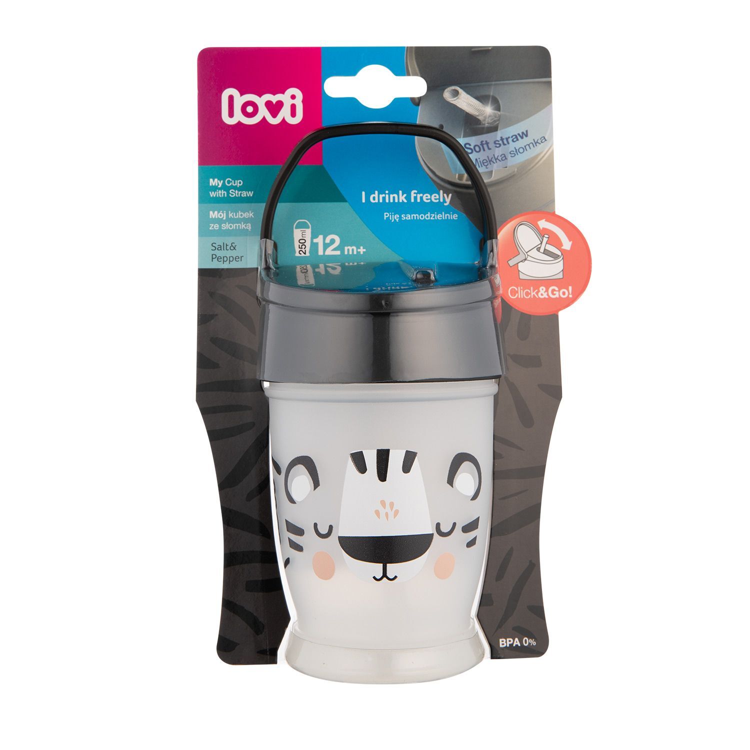 LOVI Моя кружка з трубочкою JUNIOR 250 мл Salt&Pepper