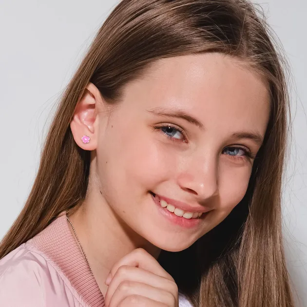 Срібні сережки UmaUmi Квіточка рожева, срібло 925 (219560600611)