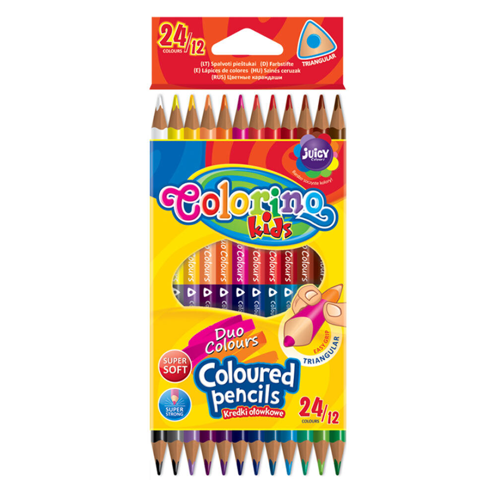 Олівці кольорові трикутні Colorino двосторонні 12 шт і 24 кольору (33046PTR)