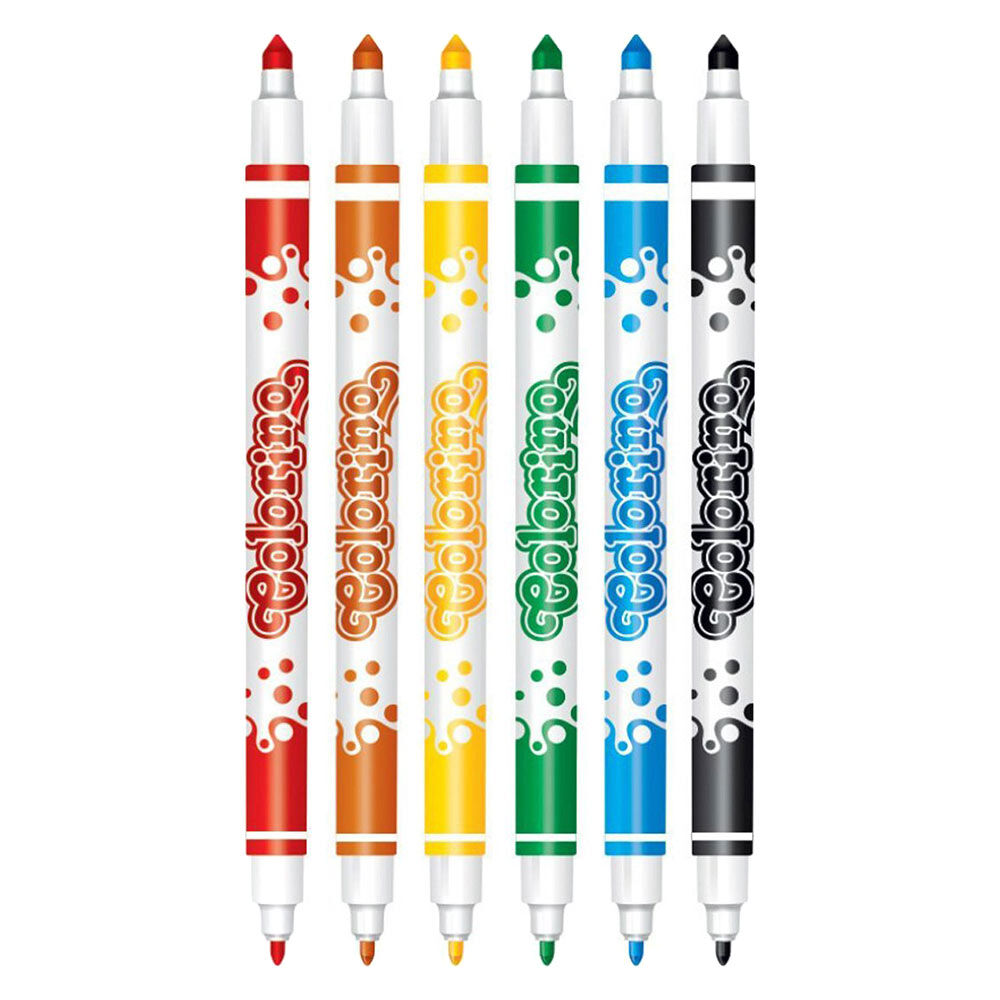 Фломастери двосторонні Colorino Fibre Pens 6 шт і 6 кольорів (13437PTR/1)