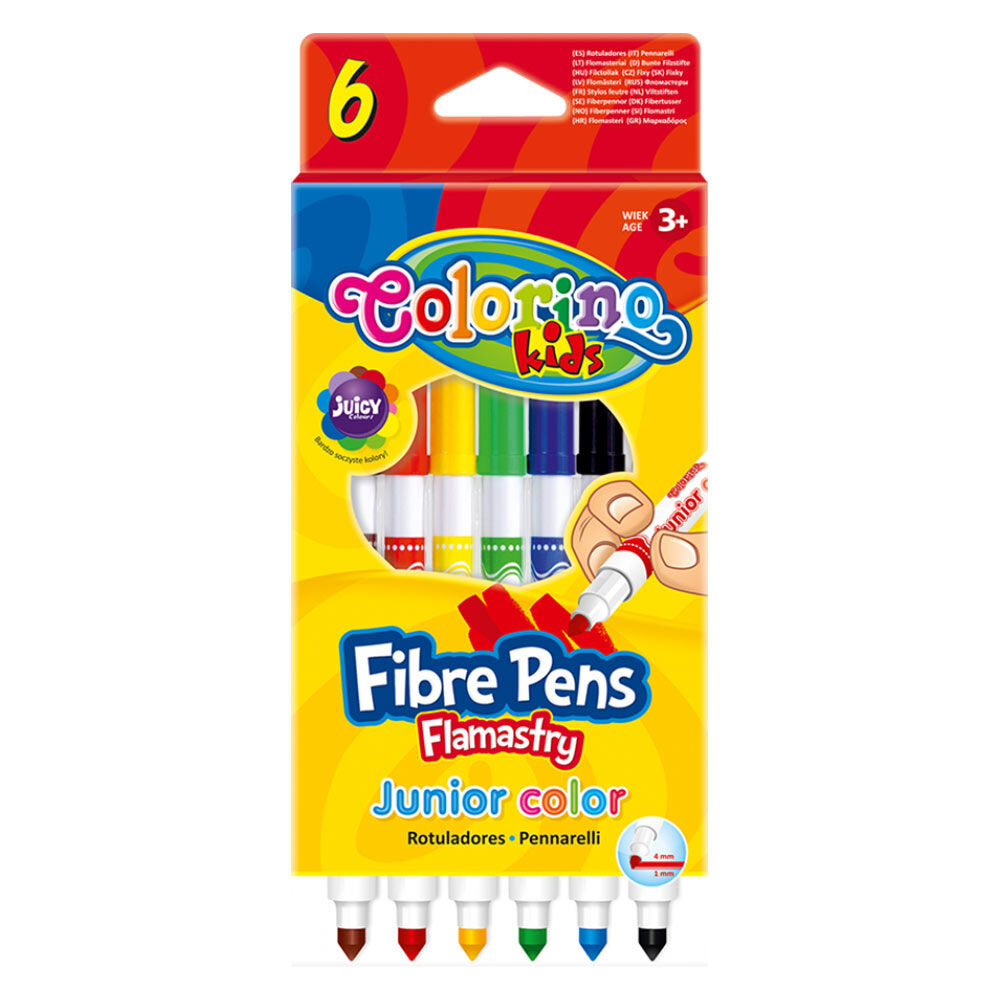 Фломастери двосторонні Colorino Fibre Pens 6 шт і 6 кольорів (13437PTR/1)