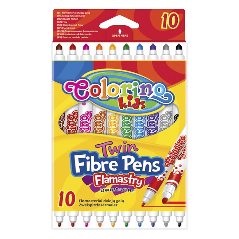 Фломастери двосторонні Colorino Fibre Pens 10 кольорів 10 шт (13451PTR/1)
