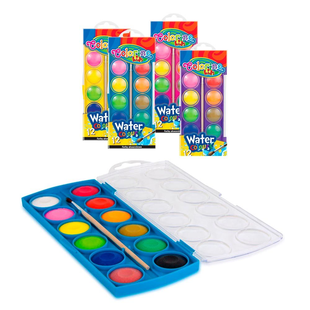 Фарби акварельні великі таблетки Colorino 12 кольорів (41089PTR)