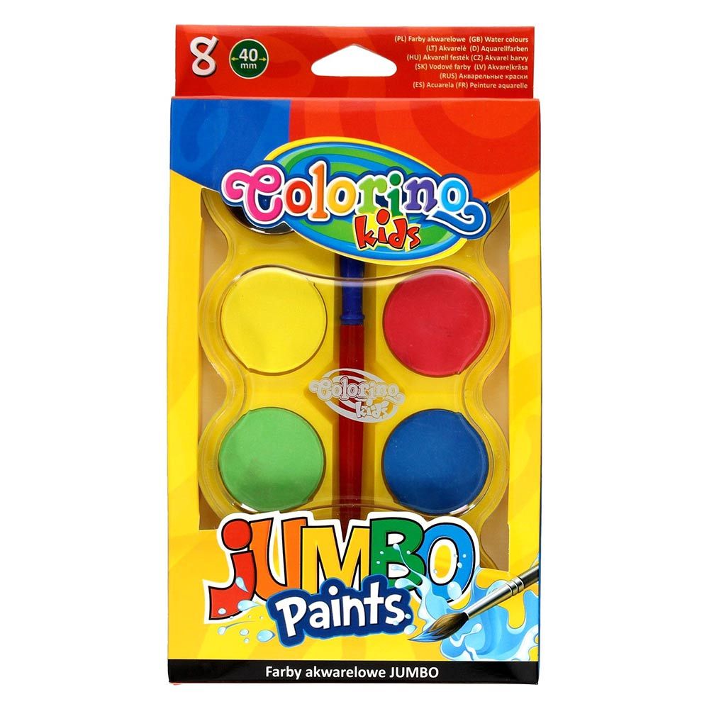 Фарби акварельні Colorino Jumbo 8 кольорів і пензлик (32612PTR)
