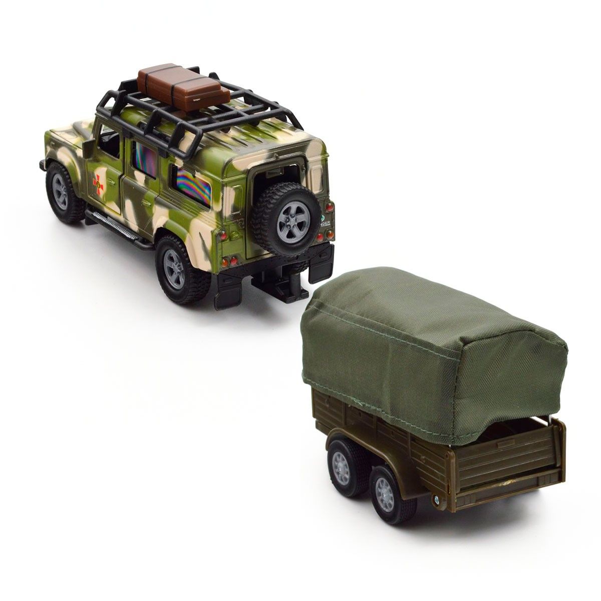 Ігровий набір – LAND ROVER DEFENDER MІЛІТАРІ (з причепом)