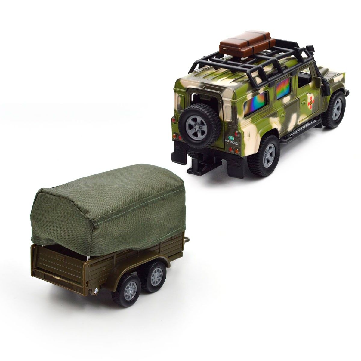 Ігровий набір – LAND ROVER DEFENDER MІЛІТАРІ (з причепом)