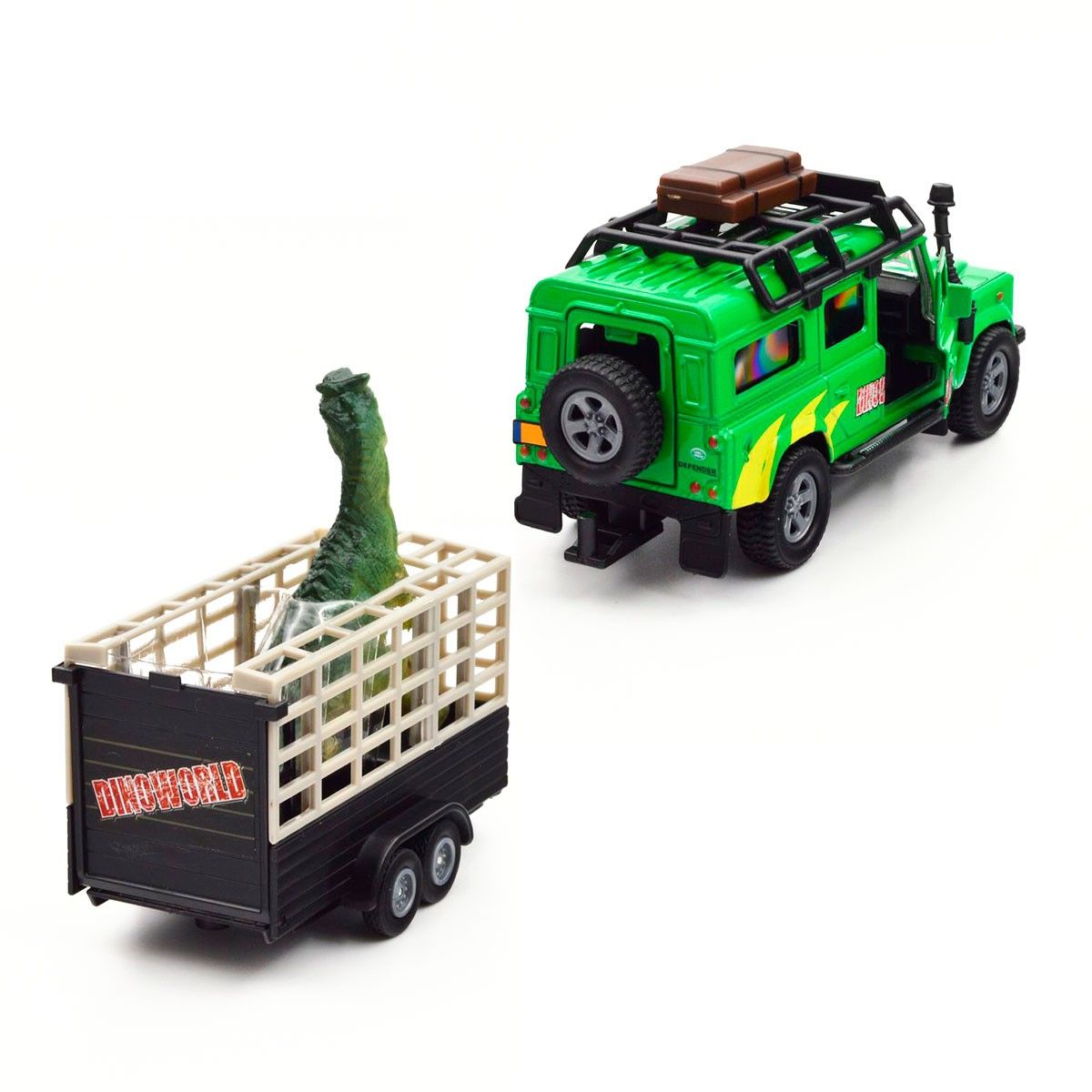 Ігровий набір – LAND ROVER (з причепом і динозавром)