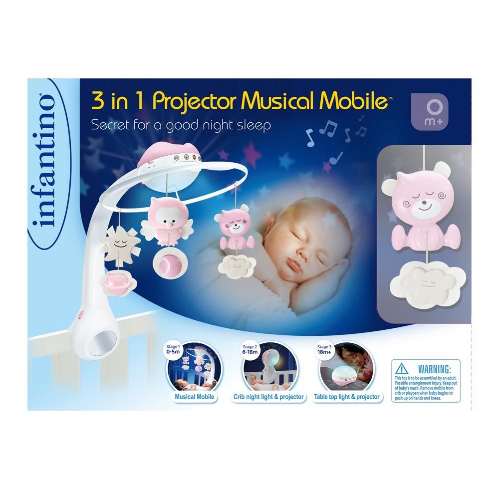 Музичний мобіль Infantino 3 в 1 із проектором рожевий (004914I)