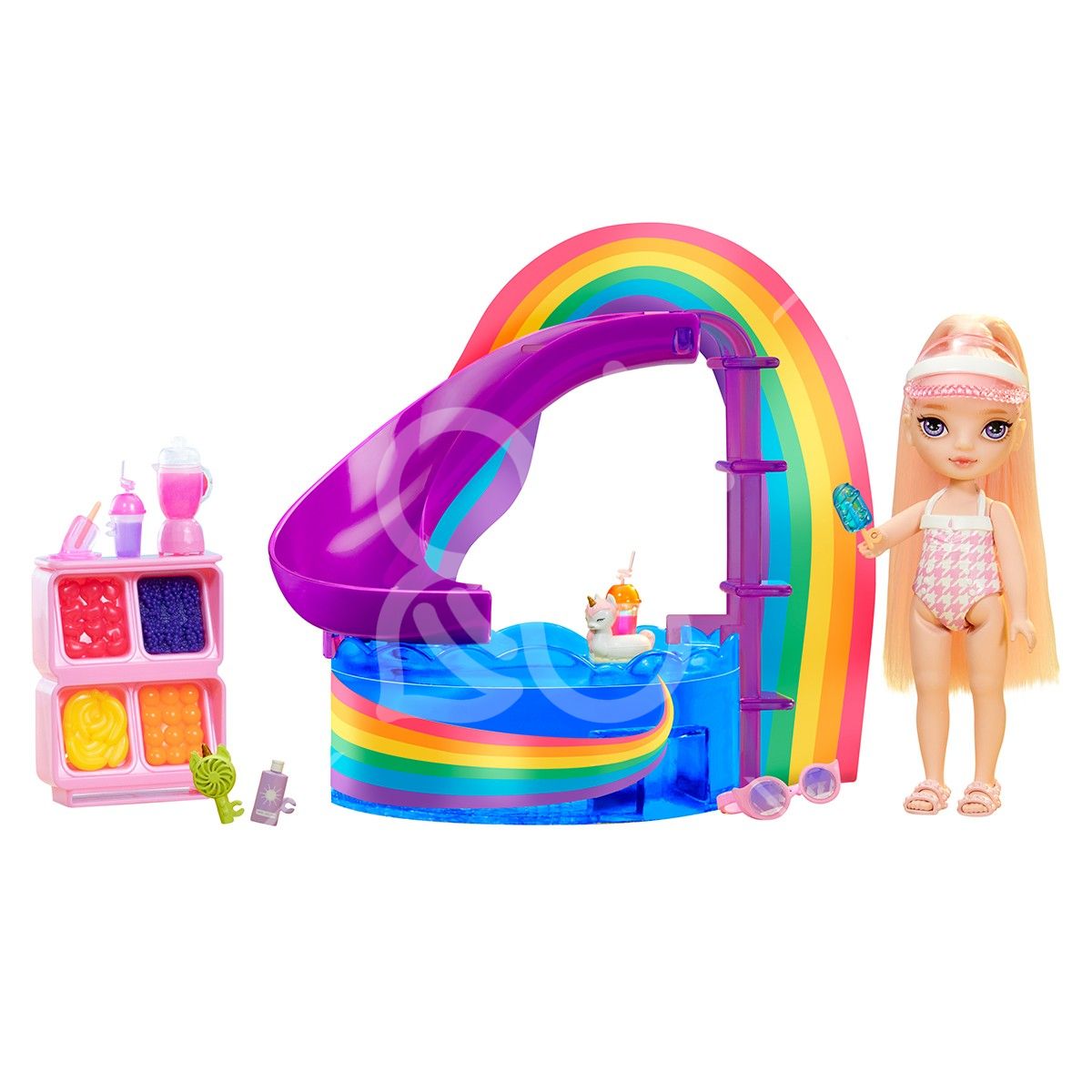 Ігровий набір з лялькою RAINBOW HIGH серії "Littles" – ВЕСЕЛКОВЕ СВЯТО В БАСЕЙНІ (з аксес.)