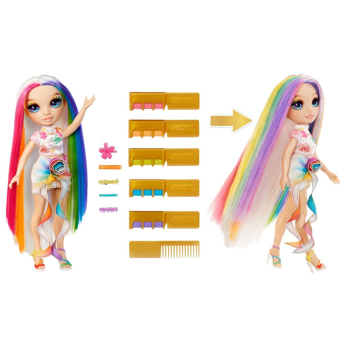 Ігровий набір з лялькою RAINBOW HIGH (РЕЙНБОУ ХАЙ) серії "Крейда для волосся та стиль" – АМАЯ