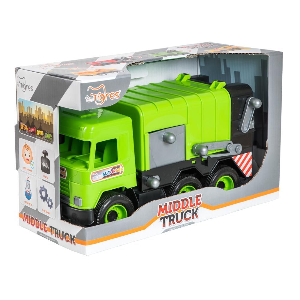 Сміттєвоз Tigres Middle truck зелений в коробці (39484)