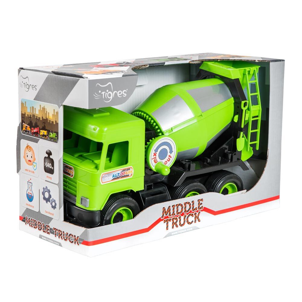 Машинка Tigres Middle truck Бетонозмішувач зелений в коробці (39485)