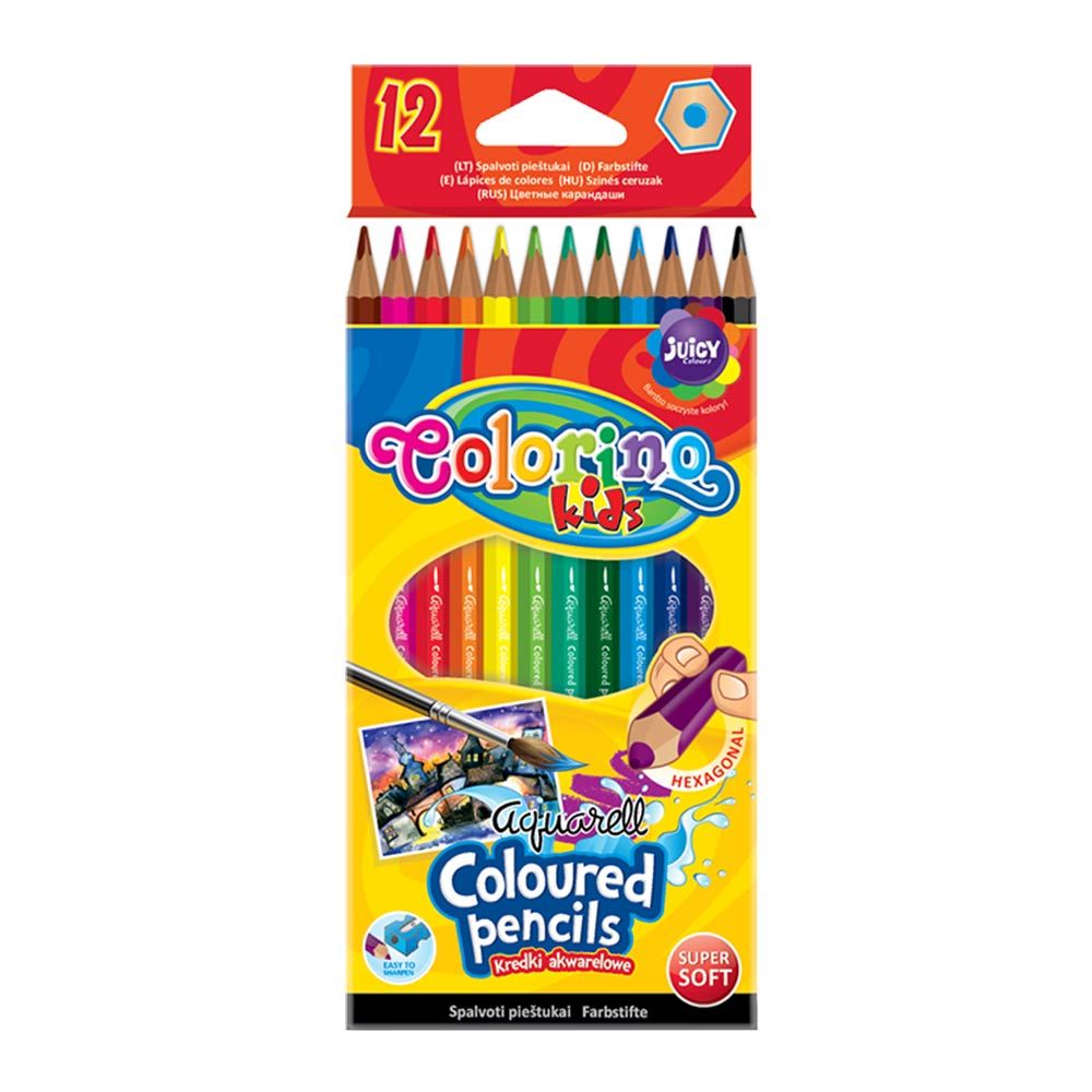 Олівці Colorino Акварельні 12 кольорів з пензликом (33039PTR)