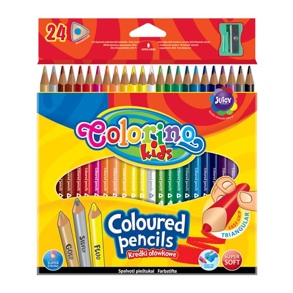 Олівці Colorino Трикутні 24 кольори з чинкою (57462PTR)