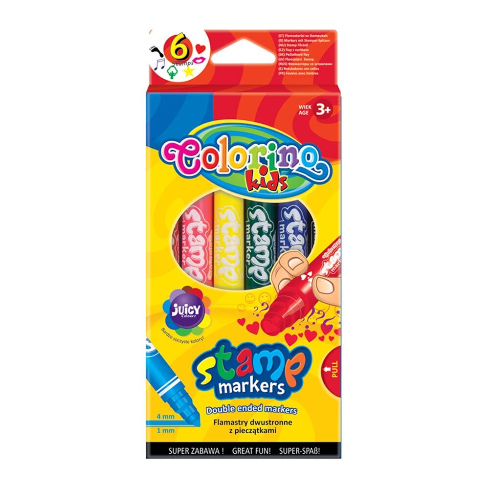Фломастери Colorino 6 кольорів двосторонні зі штампиком (36122PTR)