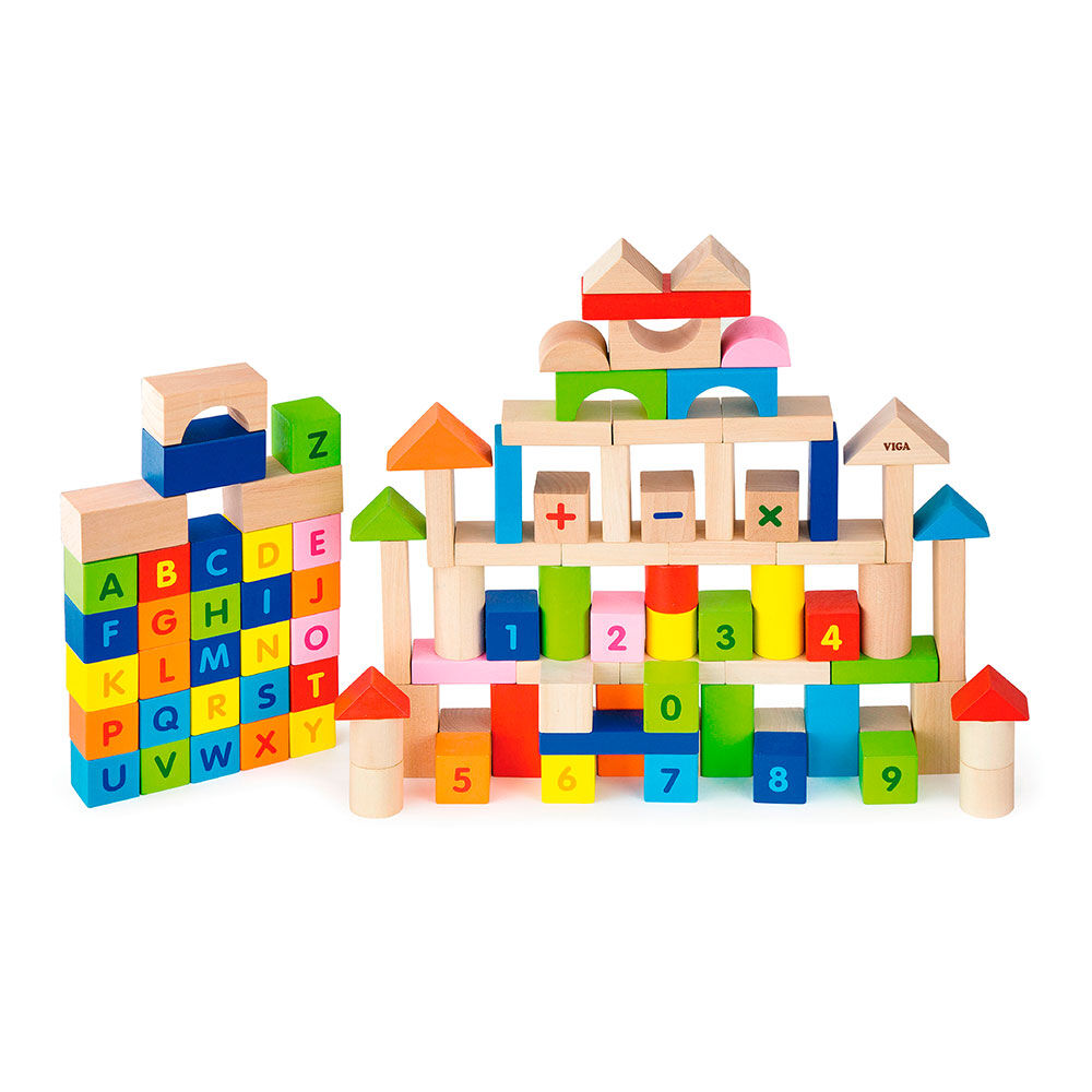 Набір кубиків Viga Toys Алфавіт і числа 100 елементів (50288)