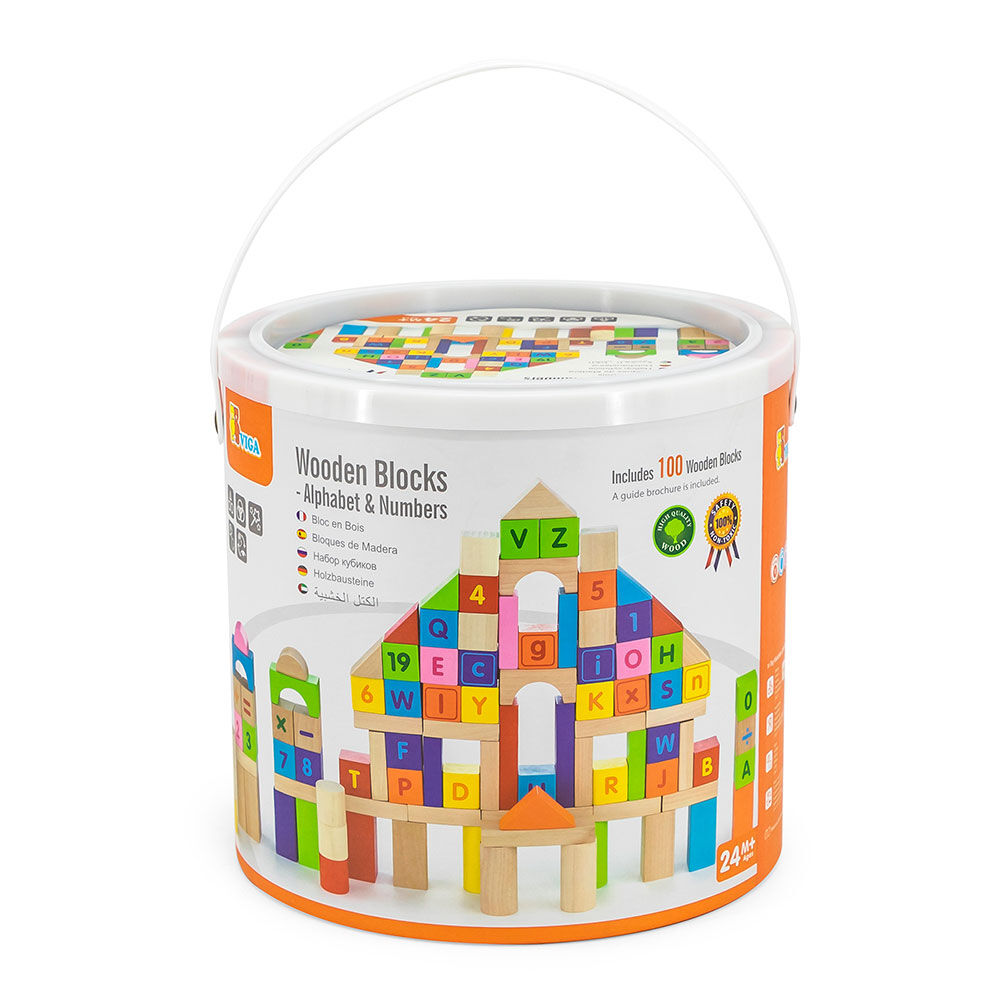 Набір кубиків Viga Toys Алфавіт і числа 100 елементів (50288)
