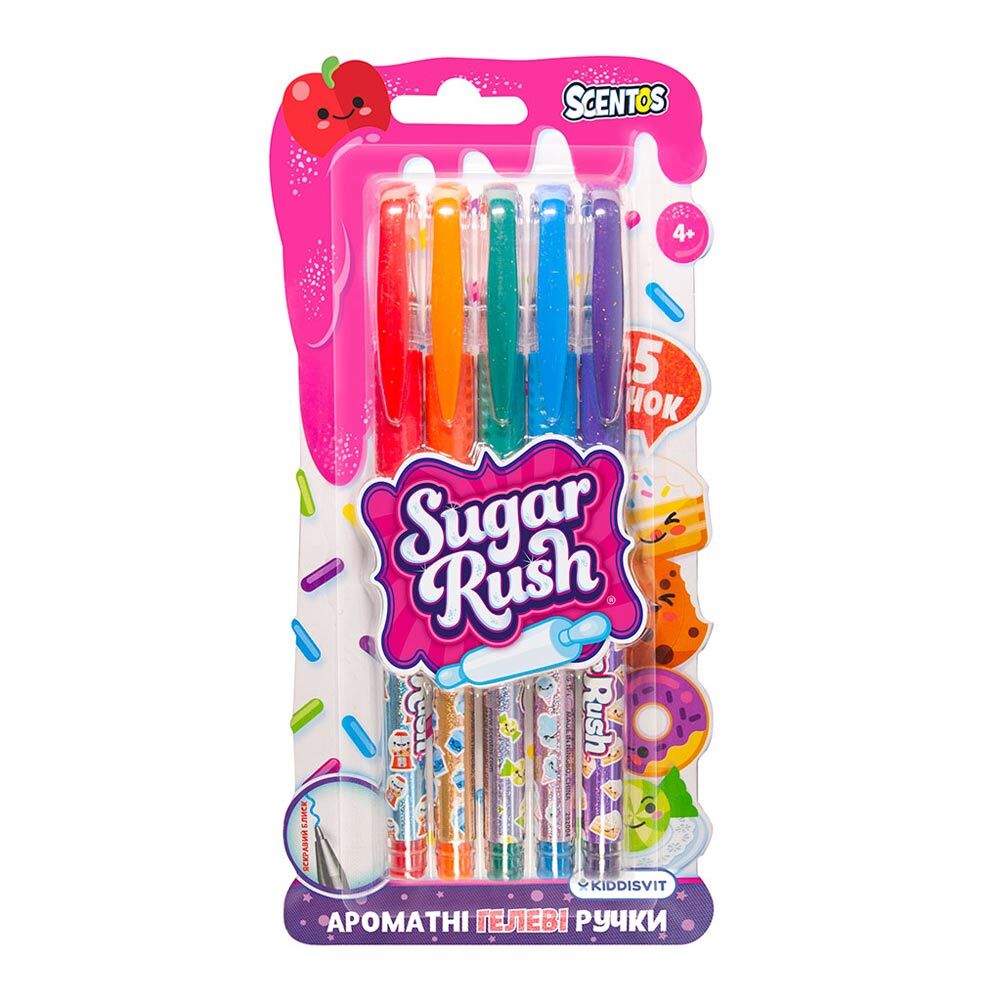Гелеві ручки Scentos Sugar rush Яскравий блиск 5 штук ароматизовані (41343)