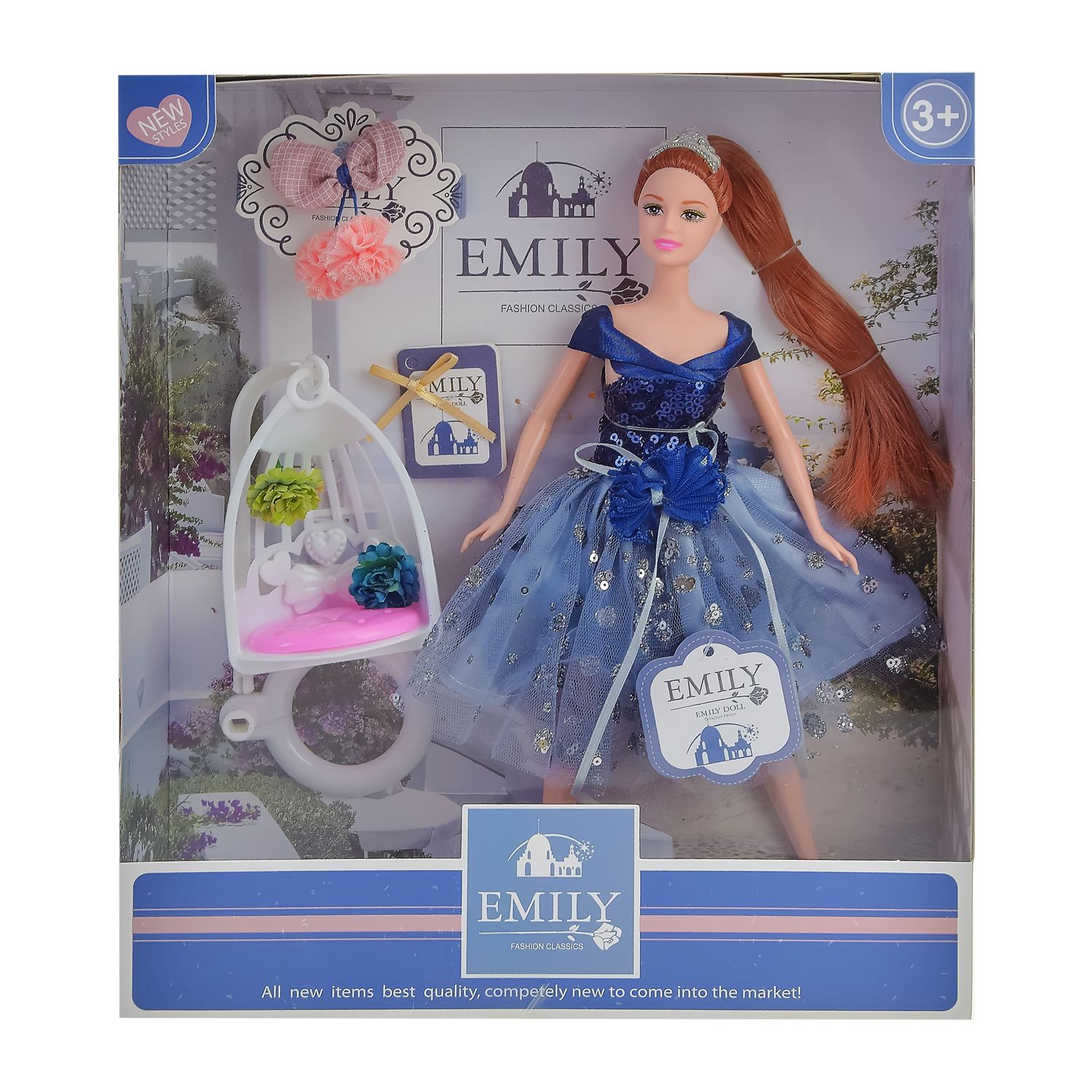 Лялька Shantou Jinxing Emily у синій сукні з блискітками (QJ089)