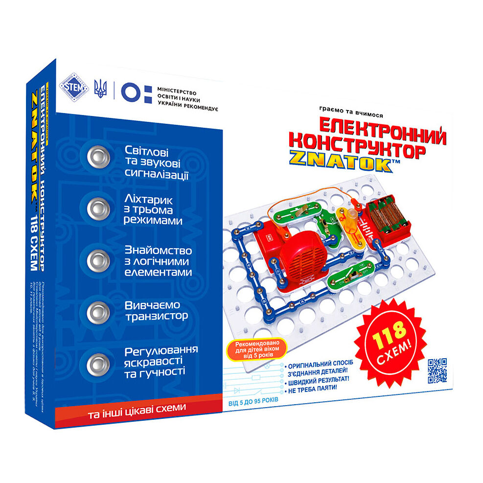 Набір для дослідів Znatok Електронний конструктор 118 схем (70820)