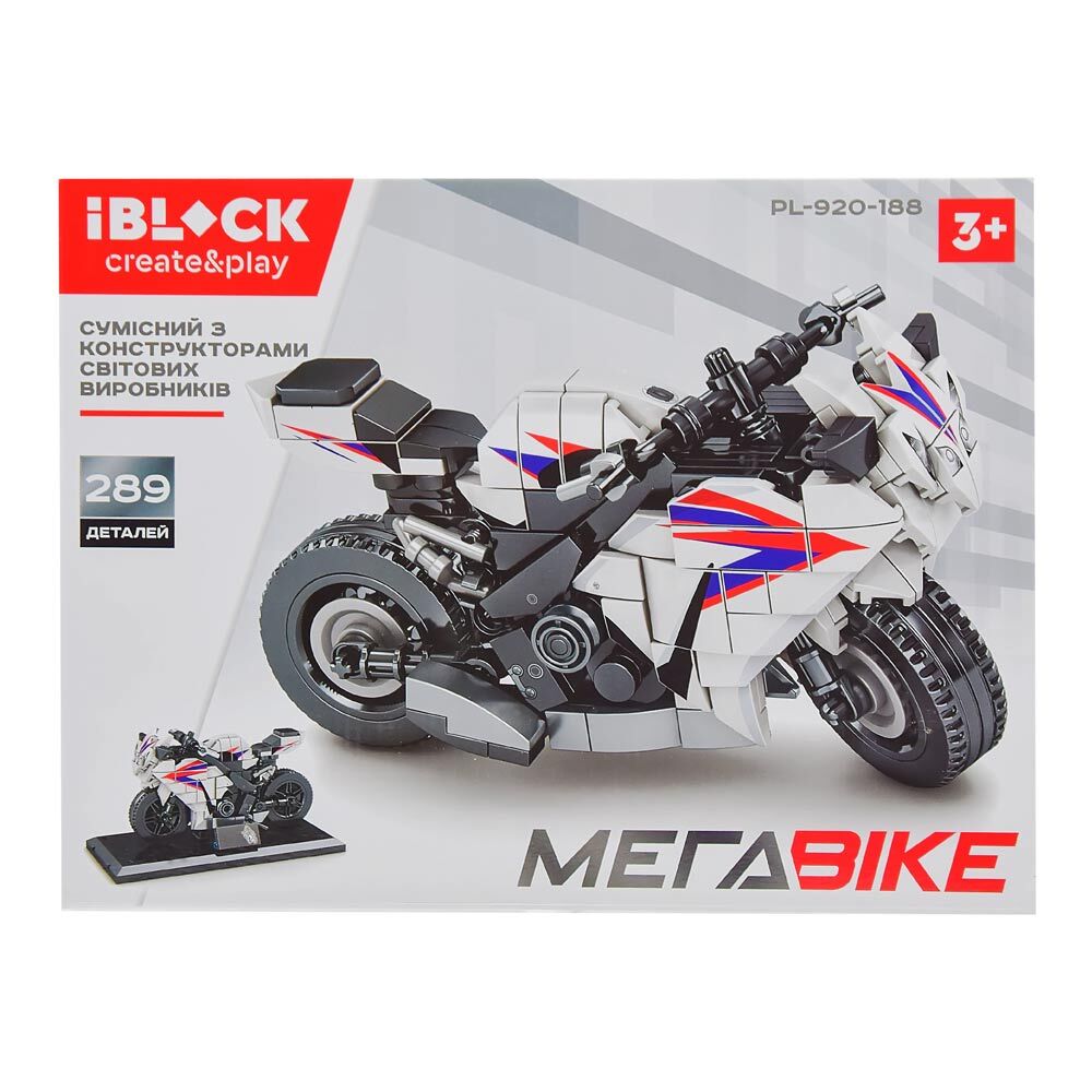 Конструктор IBLOCK Мега Bike Спортивний мотоцикл білий (PL-920-188)