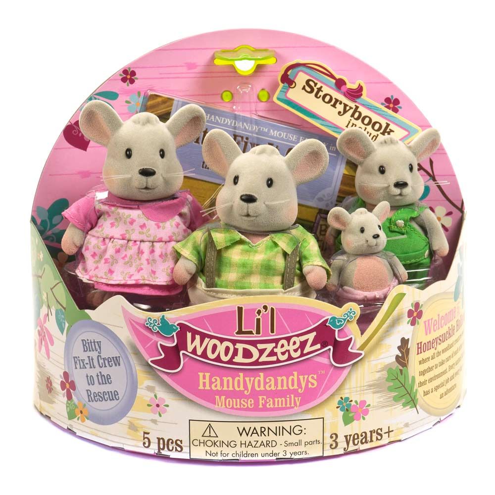 Набір фігурок Lil Woodzeez Сім′я мишей з книжкою (6003M)