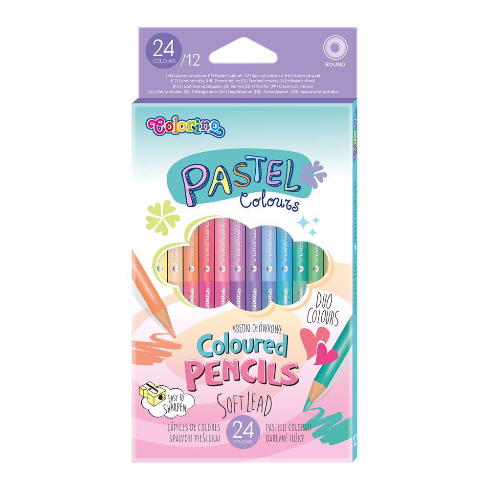 Олівці кольорові Colorino Pastel двосторонні 24 кольори (87737PTR)