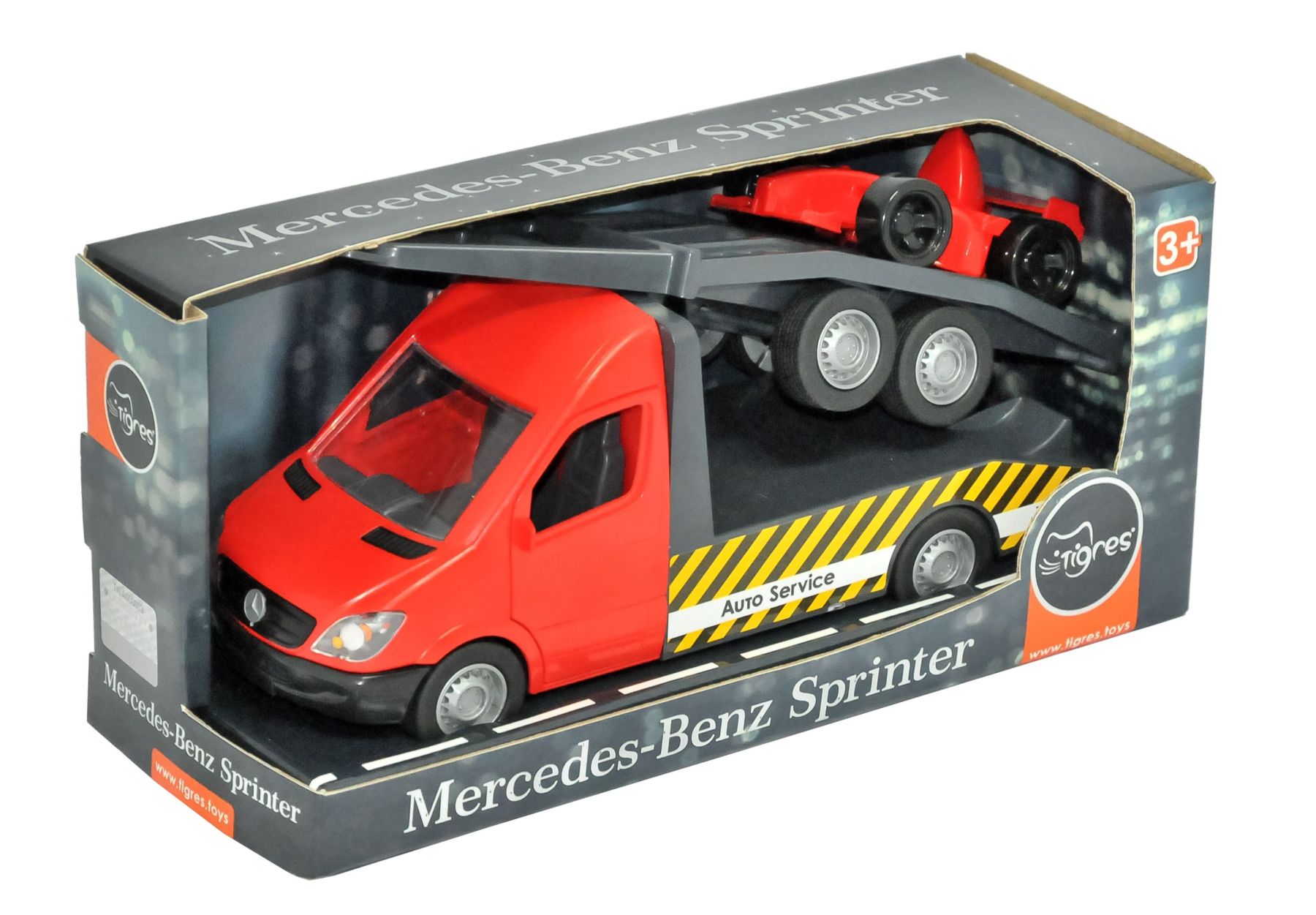 Автомобіль Tigres Mercedes-Benz Sprinter евакуатор з лафетом червоний (39740)