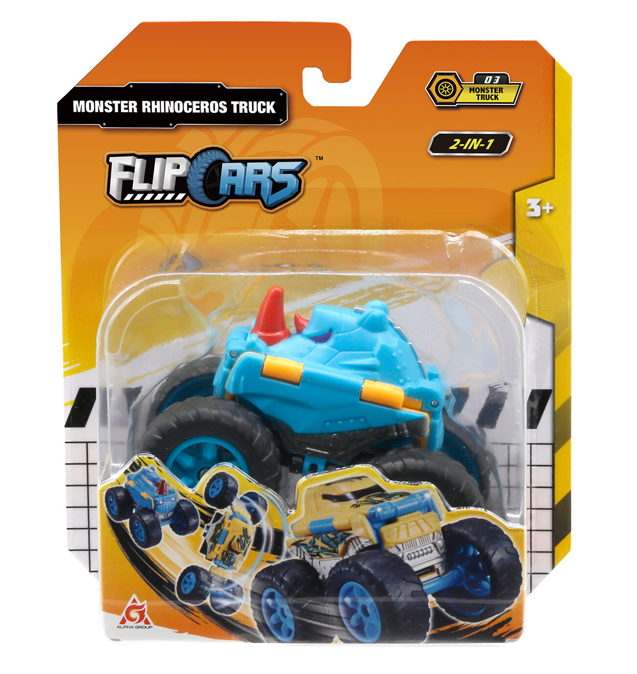 Машинка-трансформер Flip Cars Монстр-трак Носоріг 2 в 1 (EU463875A-03)