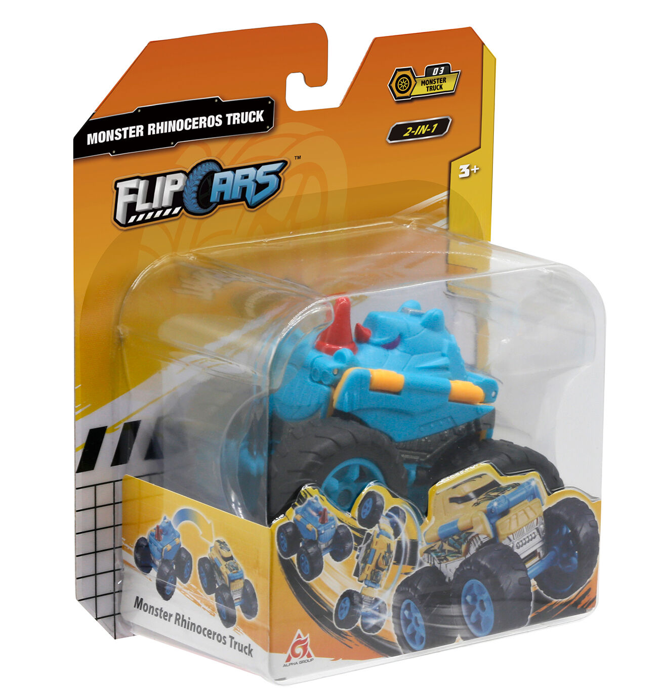 Машинка-трансформер Flip Cars Монстр-трак Носоріг 2 в 1 (EU463875A-03)
