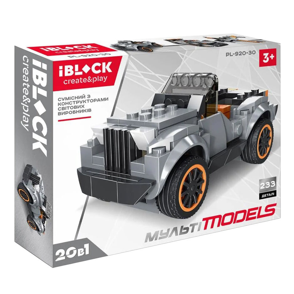 Конструктор IBLOCK Мульті models Машинка сіра (PL-920-30)