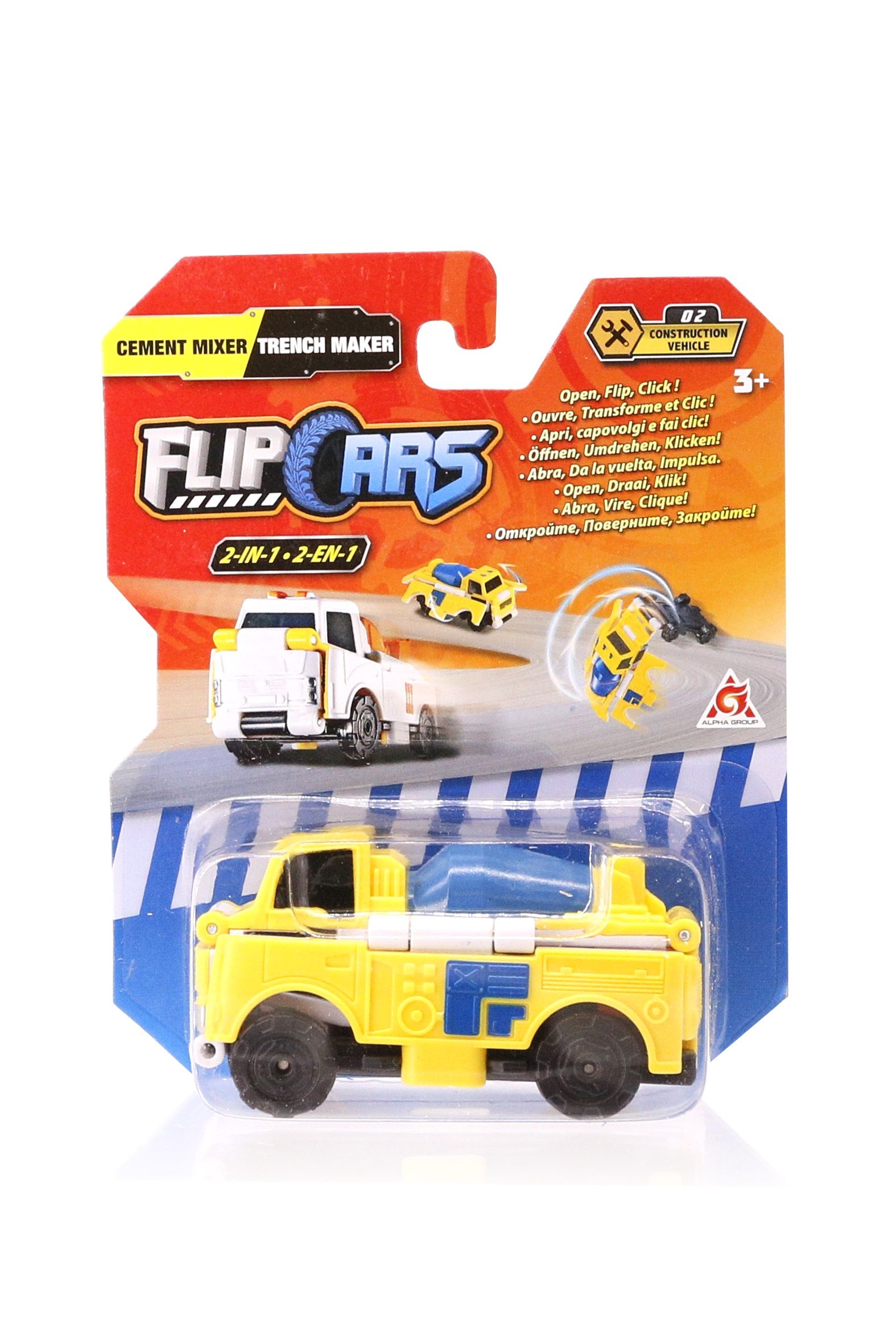 Машинка-трансформер Flip Cars Бетономішалка і Траншеєкопач 2 в 1 (EU463875-02)