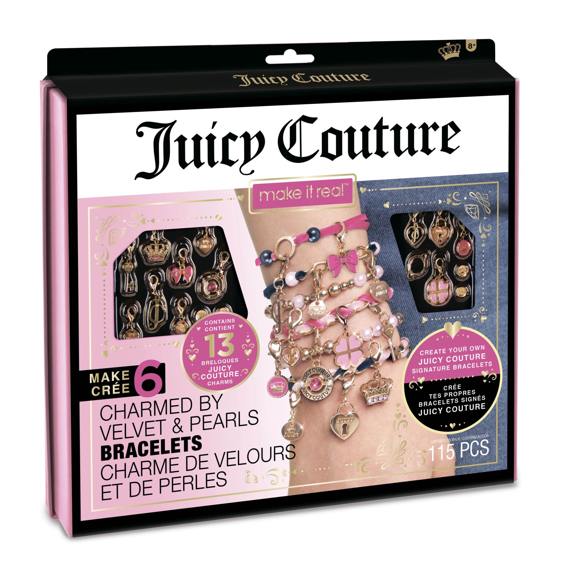 Набір для створення шарм-браслетів Make it Real Juicy Couture Браслети прикрашені оксамитами та перлинами (MR4417)