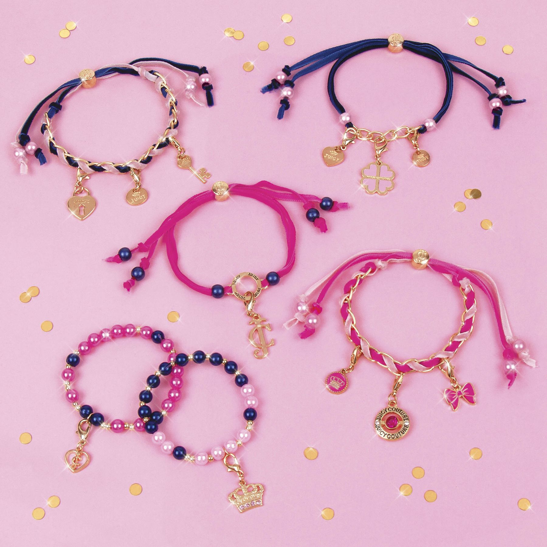 Набір для створення шарм-браслетів Make it Real Juicy Couture Браслети прикрашені оксамитами та перлинами (MR4417)