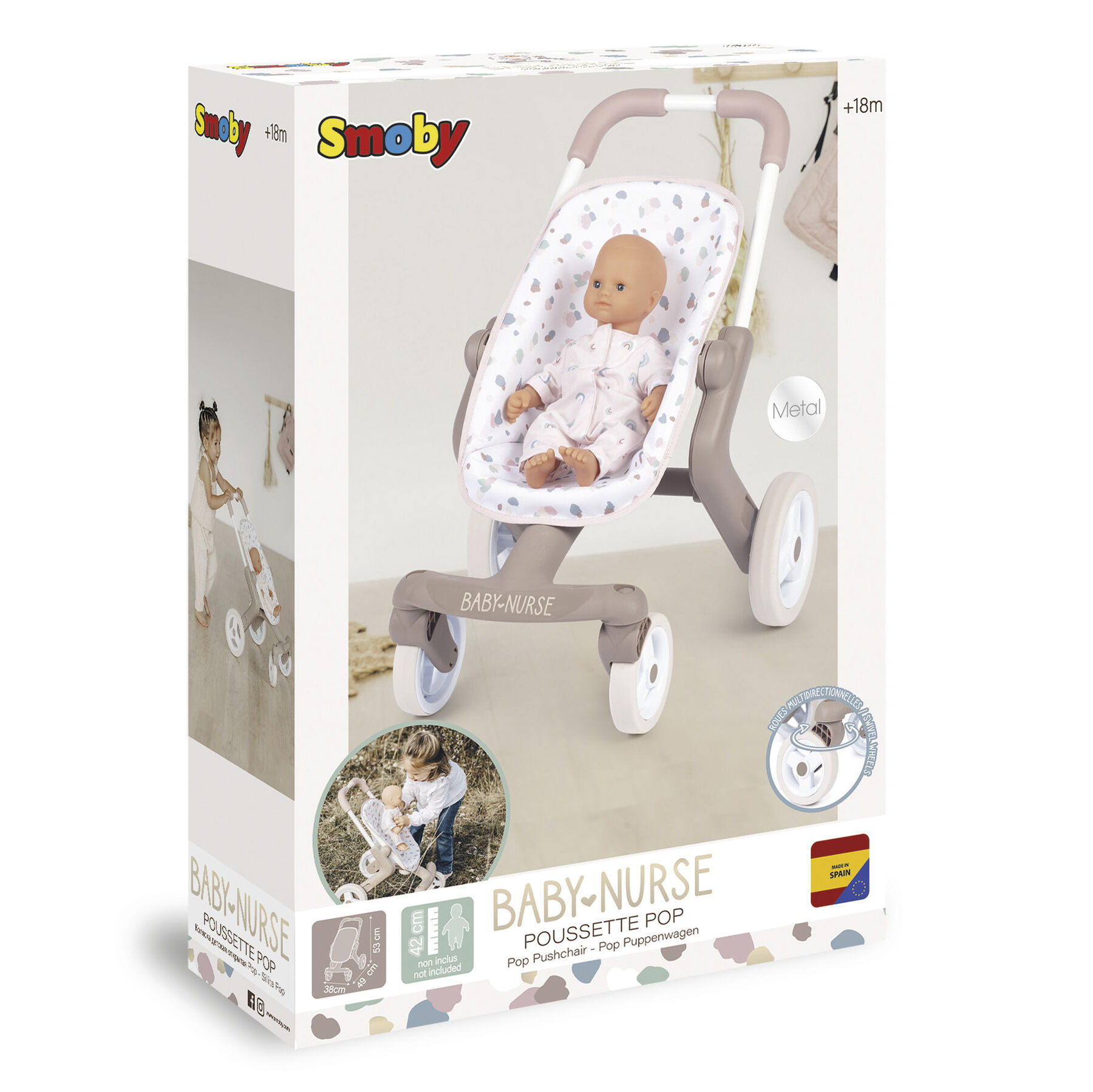 Коляска Smoby Baby Nurse Прогулянка рожева пудра (251218)