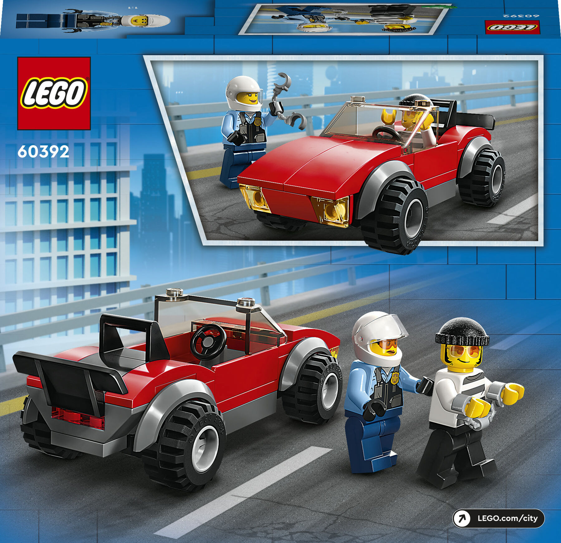 Конструктор LEGO City Переслідування автомобіля на поліцейському мотоциклі (60392)