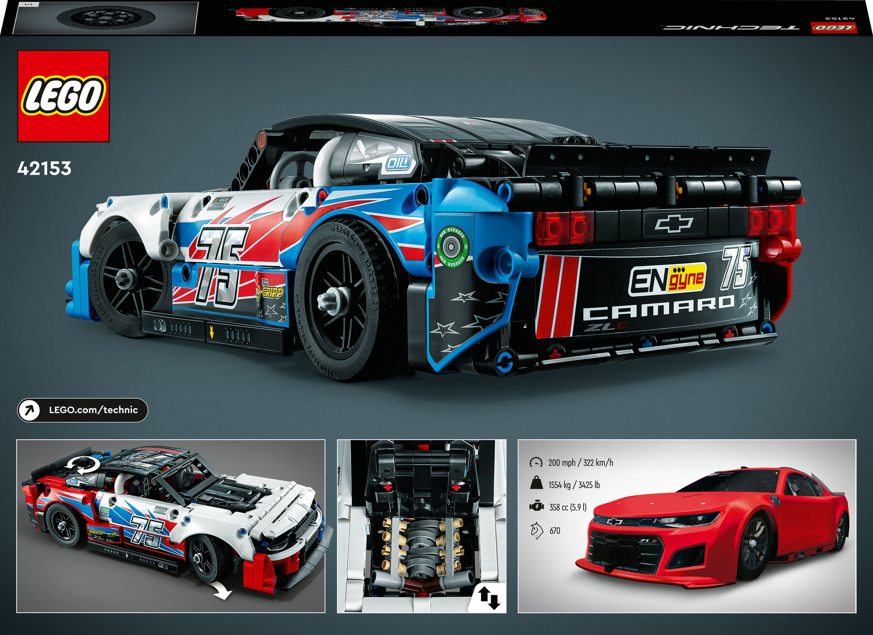 Конструктор LEGO Technic NASCAR® Next Gen Chevrolet Camaro ZL1 (42153)